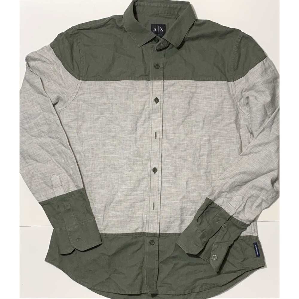 •NWOT• Armani Exchange Slim Green Grey Shirt